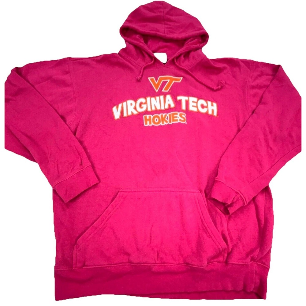 Virginia Tech Hokies Hoodie Women Medium Pink Sweatshirt Sweater VTG Y2K 2000s *